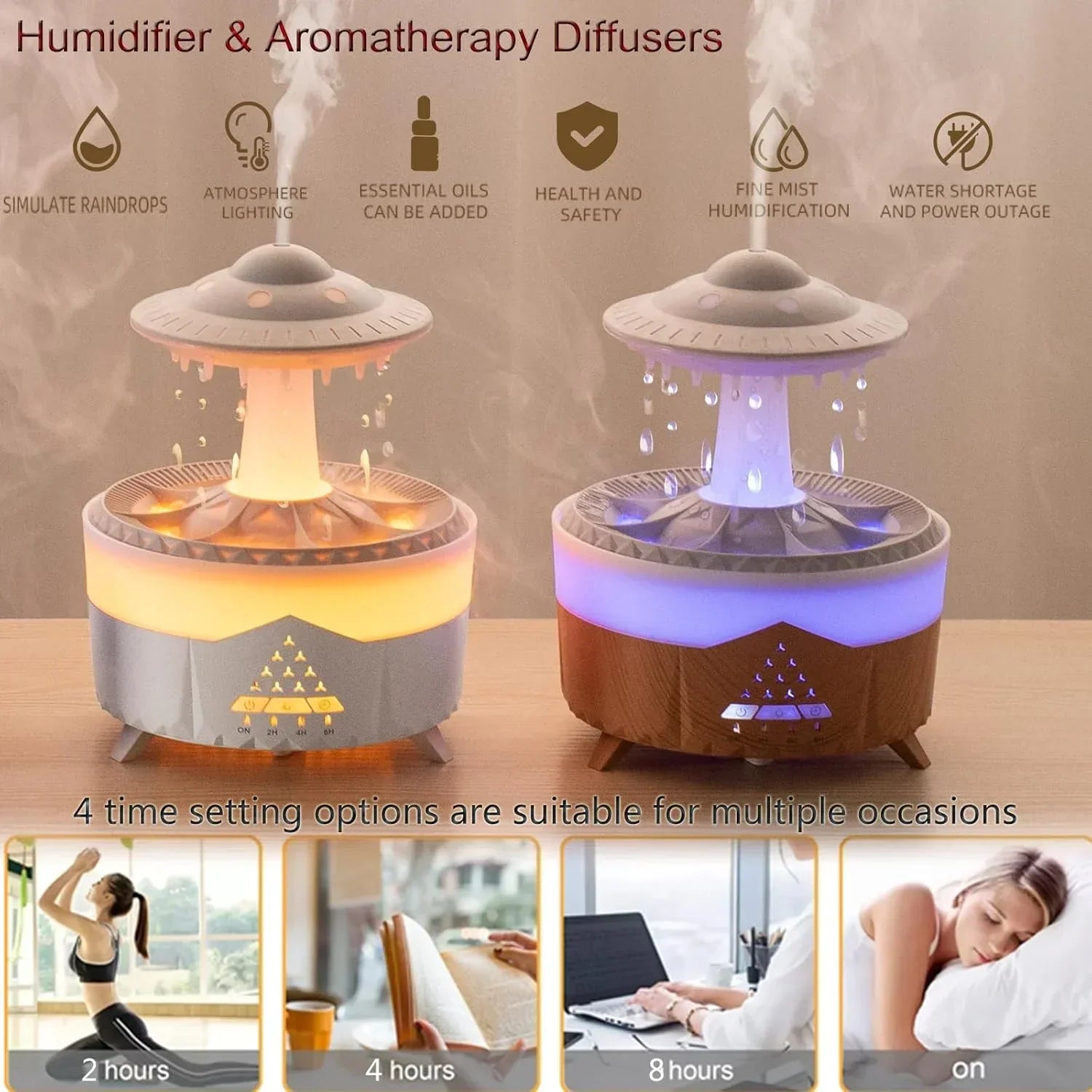 UFO Rain Drop Aroma Diffuser Humidifier Night light - 350ml