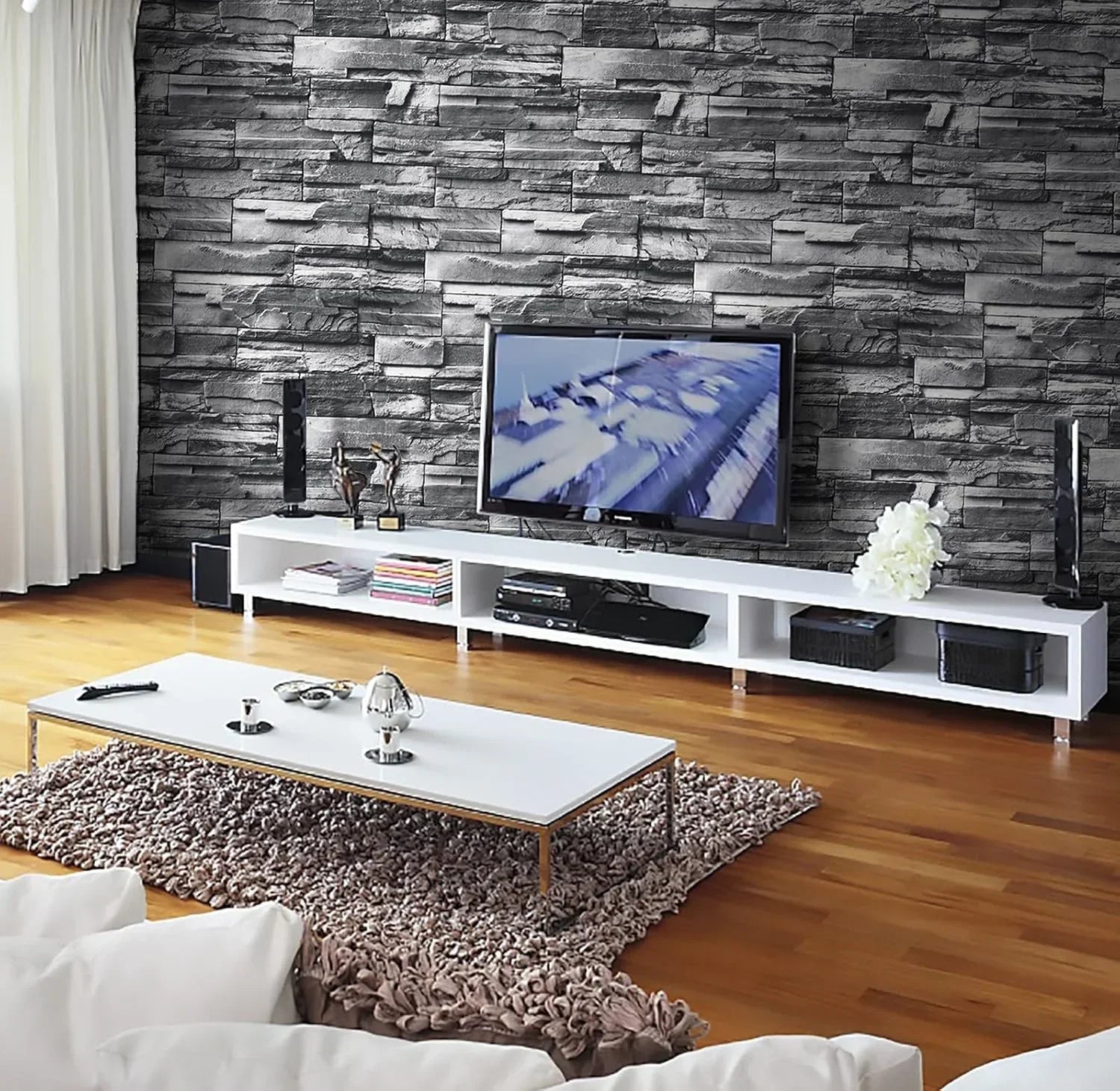 70cm x 77cm - Grey Brick Wallpaper Peel and Stick Wallpaper